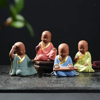 

Small Monk Car Decoration Purple Sand Tea Pet Ceramic Desktop Succulents Home Decor Buddha Chess Painting Ornaments