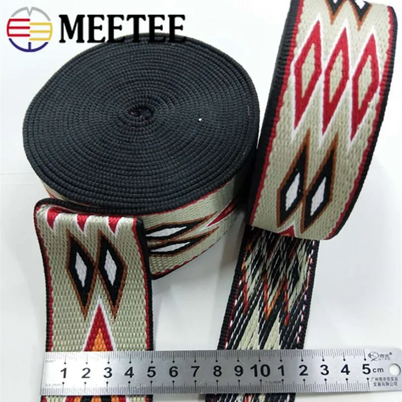 2Yard Meetee 38/50cm 2mm Thick Jacquard Ribbon Nylon Webbing for Bag Strap Belt Tape DIY Clothes Bias Binding Sewing Accessories