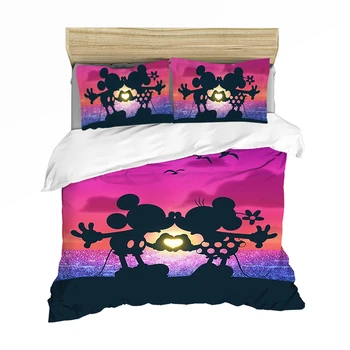 

Lovely Couple Mickey Minnie Bedding Set Queen King Size Bedding Set Children Duvet Cover Pillow Cases Comforter Bedding Sets