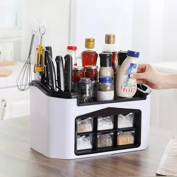 

Multi Functional Kitchen Rack Stylish Multi-Function Kitchen Rack Seasoning Box Condiment Can Bottle Storage Rack