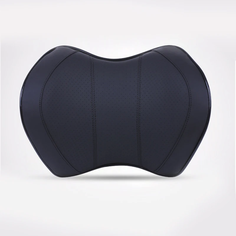 

Black Leather Car Seat Neck Pillow Auto Memory Foam Headrest Travel Cushion 1 Piece
