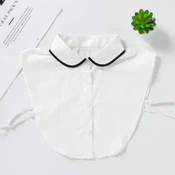 

Women Winter Black Round Lapel Fake Collar Square Neck Sweater Half-Shirt K4UB