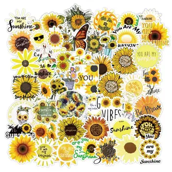 

50PCS Sunflower you are my sunshine Stickers PVC Decal to DIY Scrapbook Laptop Guitar Car Suitcase Yellow Vsco Girls Toy Sticker