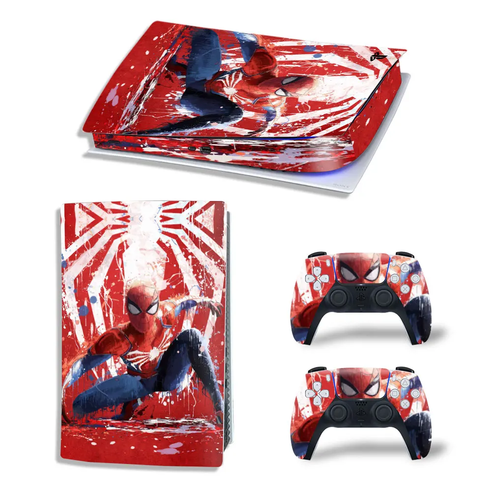 Marvel Spiderman PS5 Digital Edition Skin Sticker Decal Cover for PlayStation 5 Console and 2 Controllers PS5 Skin Sticker Vinyl