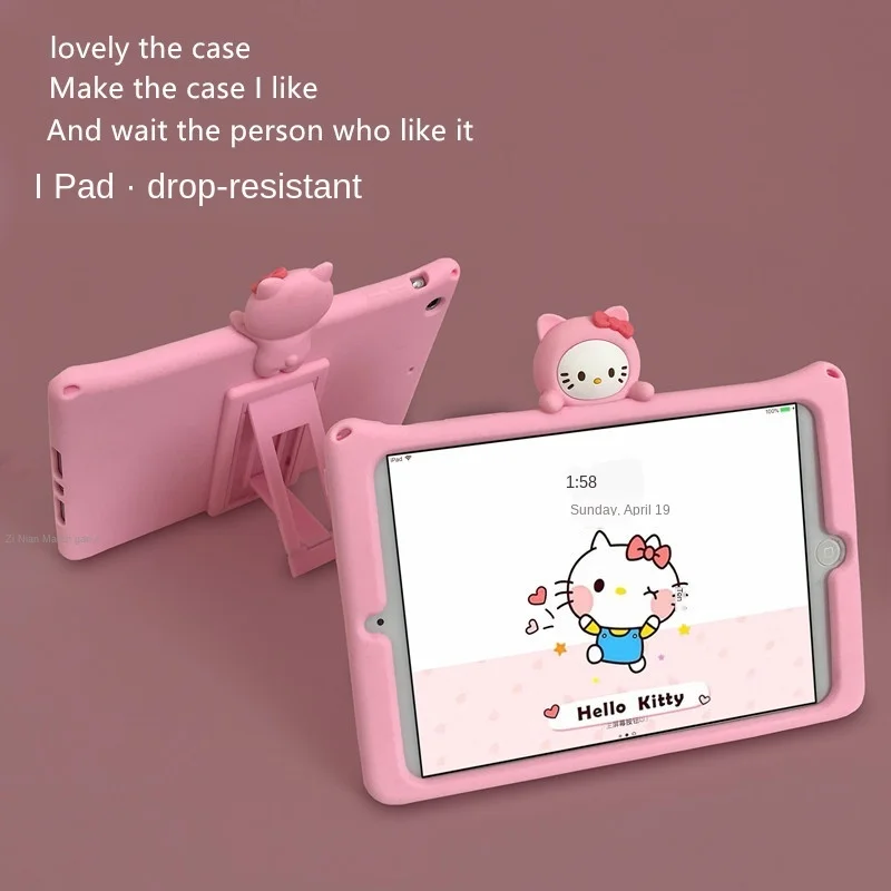 

For Ipad Pro 11 Silica Gel Case Cartoon Hello Kitty Kids Safe Case for Apple Ipad 7.9/9.7/10.2 inch Tablet Stand Silicone Cover