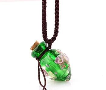 QIANBEI Модный кулон с цветами ожерелье Красочный Glass стеклянный кулон ожерелье эфирное масло диффузор сердце духи бутылки - Окраска металла: MM0752