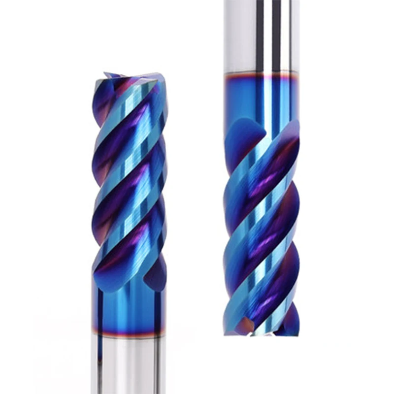 5pcslot 4 flutes hrc 65 degree tungsten steel flattened end mill cnc nano coating milling cutter for metal milling cutting (3)