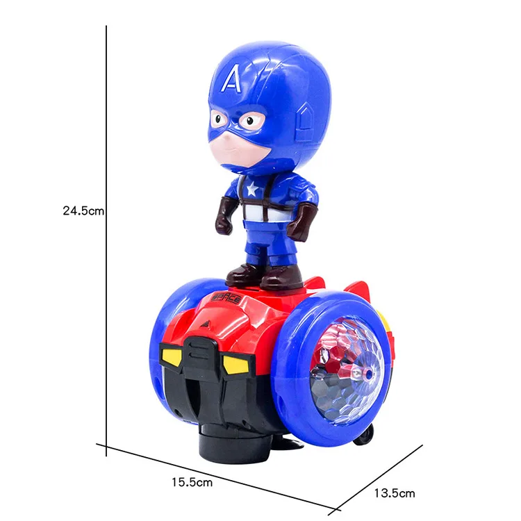 

24cm Superhero Spider-Man Balance Car Robot With flash light Model Action figure Electric 360 degree rotation Toys For Children