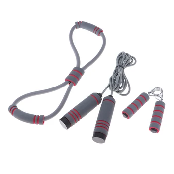 

Set of 3 Accessiories of with Resistance Training Bands & Fitness Power Hand Gripper & Adjustable Rope Skipping