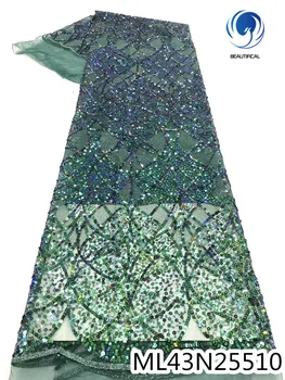 

BEAUTIFICAL nigerian bridal lace fabric by the yard french mesh net lace sequin for party 2020 lace african ML43N255
