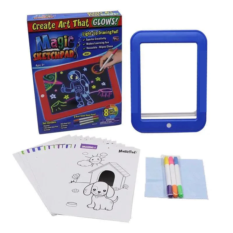 Magic Pad 3d Luminous Children's Drawing Board Tableaux d'écriture  électroniques Plaque peinte à la main Coloré Lumineux Graffiti Painting Pad