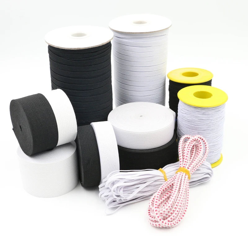 

High-Elastic 10-60mm/10m Flat knitting Elastic Band Elastic Rope Rubber Band Elastic Line DIY Sewing Accessories White and black
