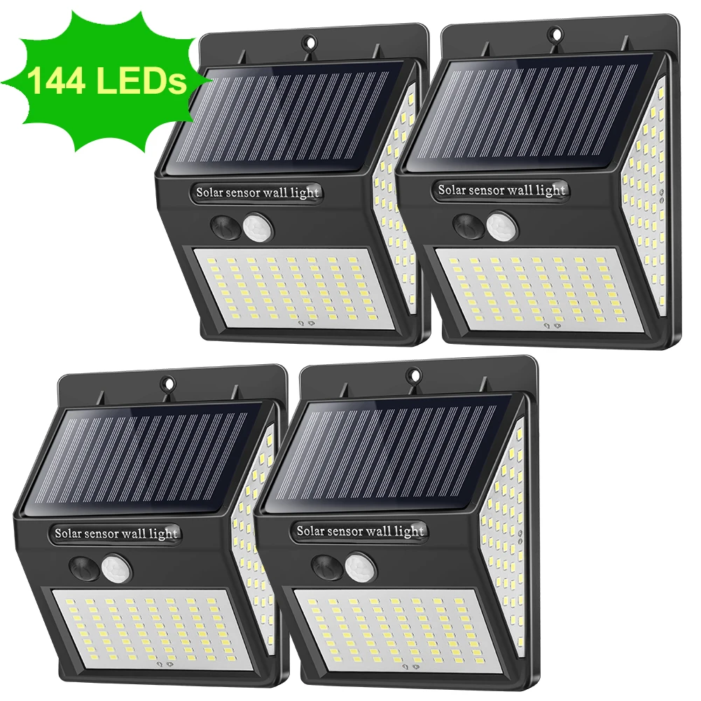 144 LED Solar Light Outdoor Solar Lamp PIR Motion Sensor Waterproof Solar Focus Sunlight For Garden Decoration Street Lantern