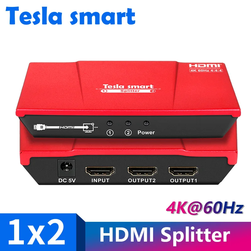 Тесла smart 1 x2 HDMI 4K @ 60Hz разветвитель HDMI Питание 1 в 2 из HDMI Splitter Dual Monitor дублирования видео и аудио