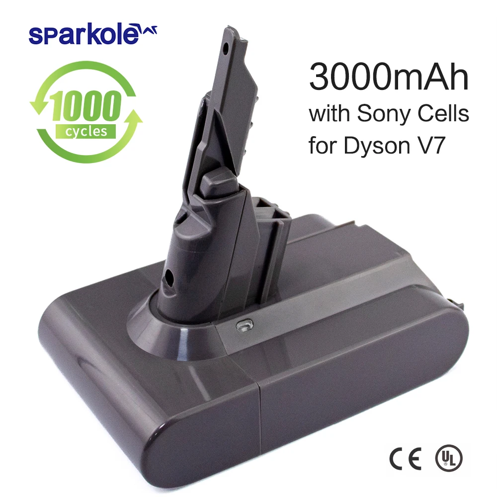 Sparkole 21,6 V 3000mAh литий-ионная батарея для dyson V7 сменная батарея для пылесоса V7 с животным V7 пушистый V7 триггер