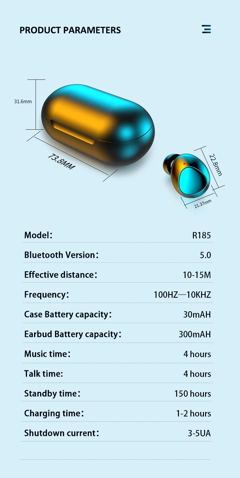 R185 Buds+ Plus Bluetooth Wireless 