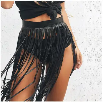 

European Style Tassel Skirts Woman Punk Latin Stage Clothes Sexy Mini Skirts Woman