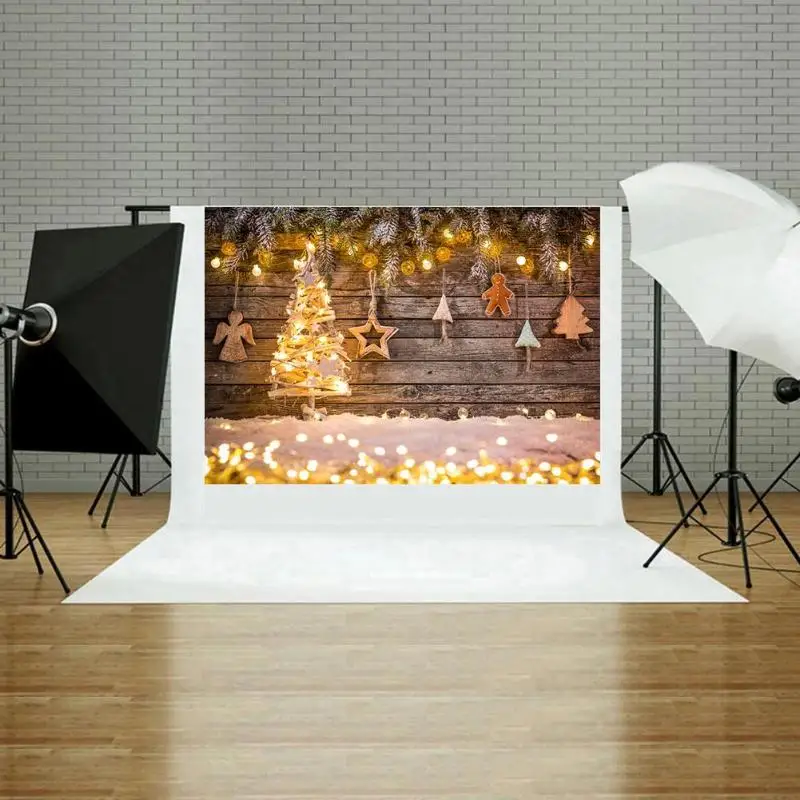Рождественский тканевый фон для фотосъемки с изображением снежной елки звезд для домашнего декора