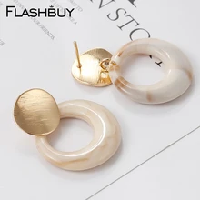 Flashbuy, 2 цвета, круглые полимерные полые Висячие серьги для женщин, трендовые полые серьги с подвесками из сплава, Свадебные вечерние массивные украшения