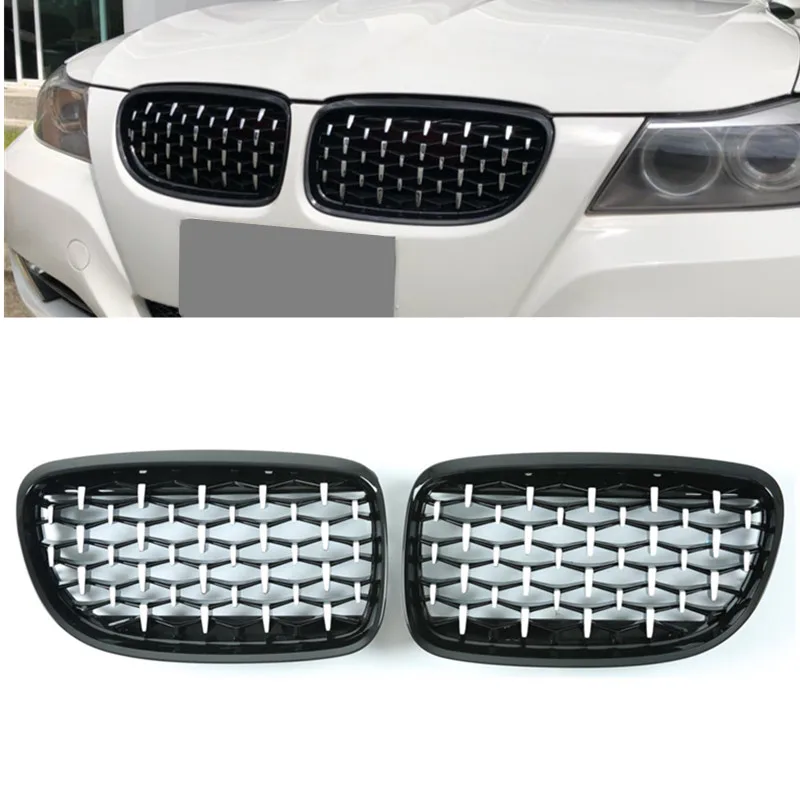 Пара передних гоночных грилей для BMW 3 серии E90 2009 2012 330d 320d 316d алмазные решетки