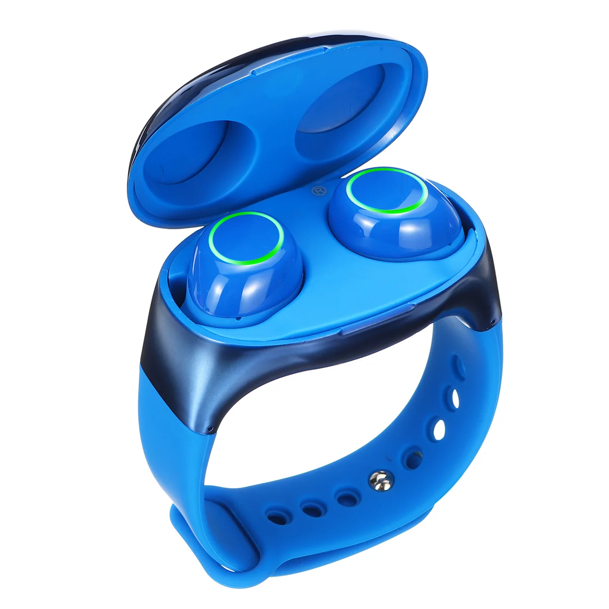 TWS беспроводной bluetooth 5,0 сенсорный ремешок наушники 2 в 1 браслет стерео Спортивная гарнитура наушники для iPhone Android телефон - Цвет: Синий