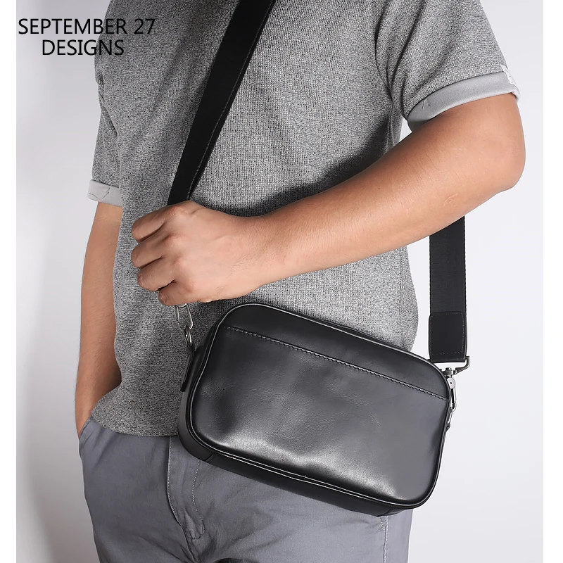 Bolsos pequeños tipo Cartera de piel de vaca auténtica para hombre, bandoleras cruzadas mano, Vintage, bolsa para teléfono móvil - AliExpress