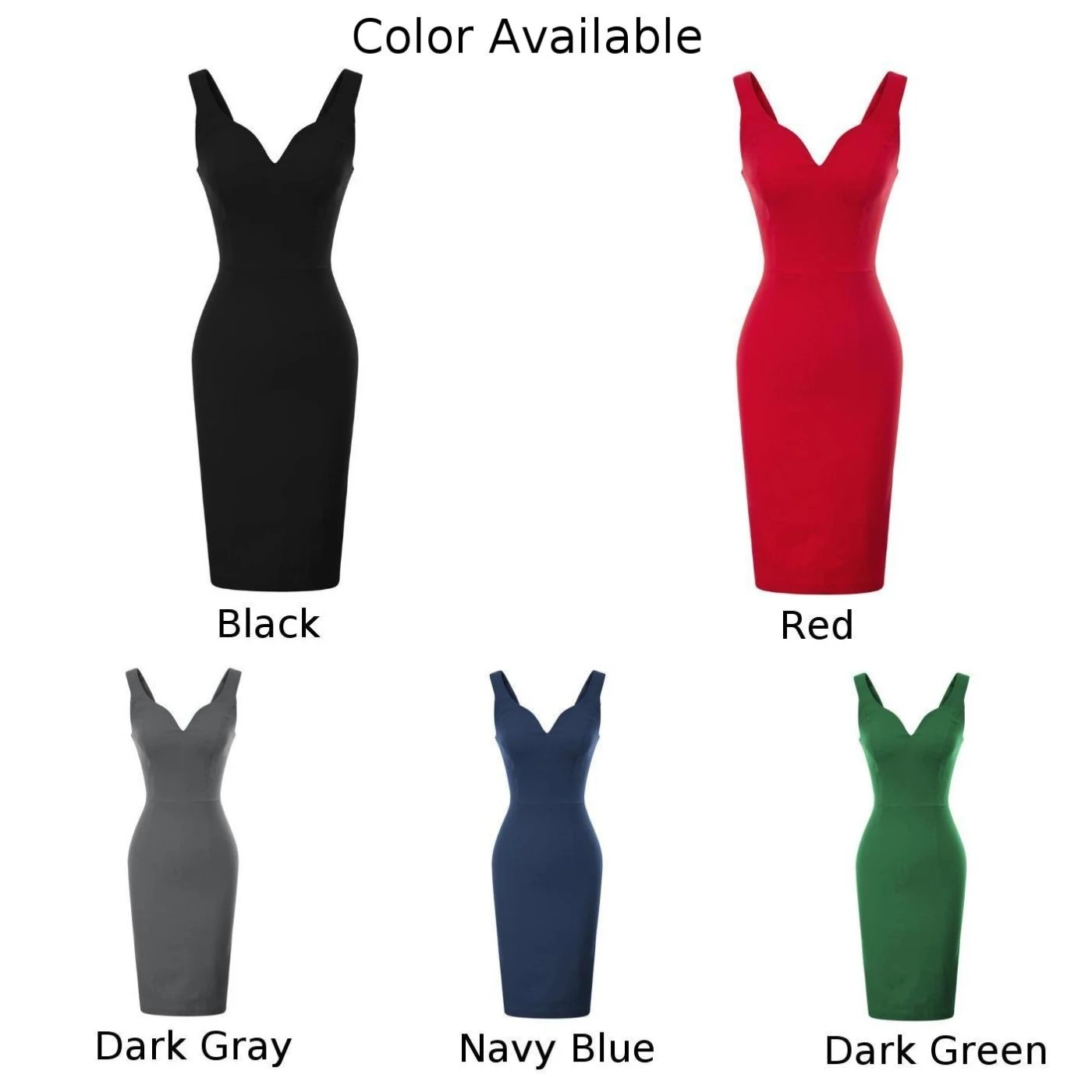 Женское платье без рукавов однотонное облегающее с v образным вырезом и бедрами