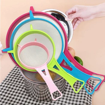 

4Pcs/Set DIY Cooking Tools Multi Purpose Fine Mesh Oil Strainer Multicolor Sieve Colanders Plastic Kitchen Supplies Flour Sifter