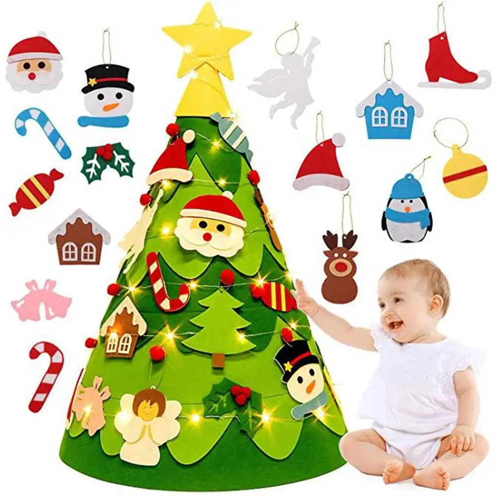 

2020 3D Three-dimensional Christmas Tree Pendant Non-woven Felt Christmas Tree Educational DIY Gift For Children