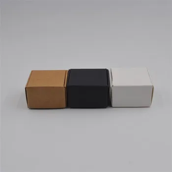 

200Pcs 4x4x2.5cm Mini Jewelry Box White Kraft Paper Box Small Gift Packing Box DIY Handmade Soap Box Christmas Party Supplies