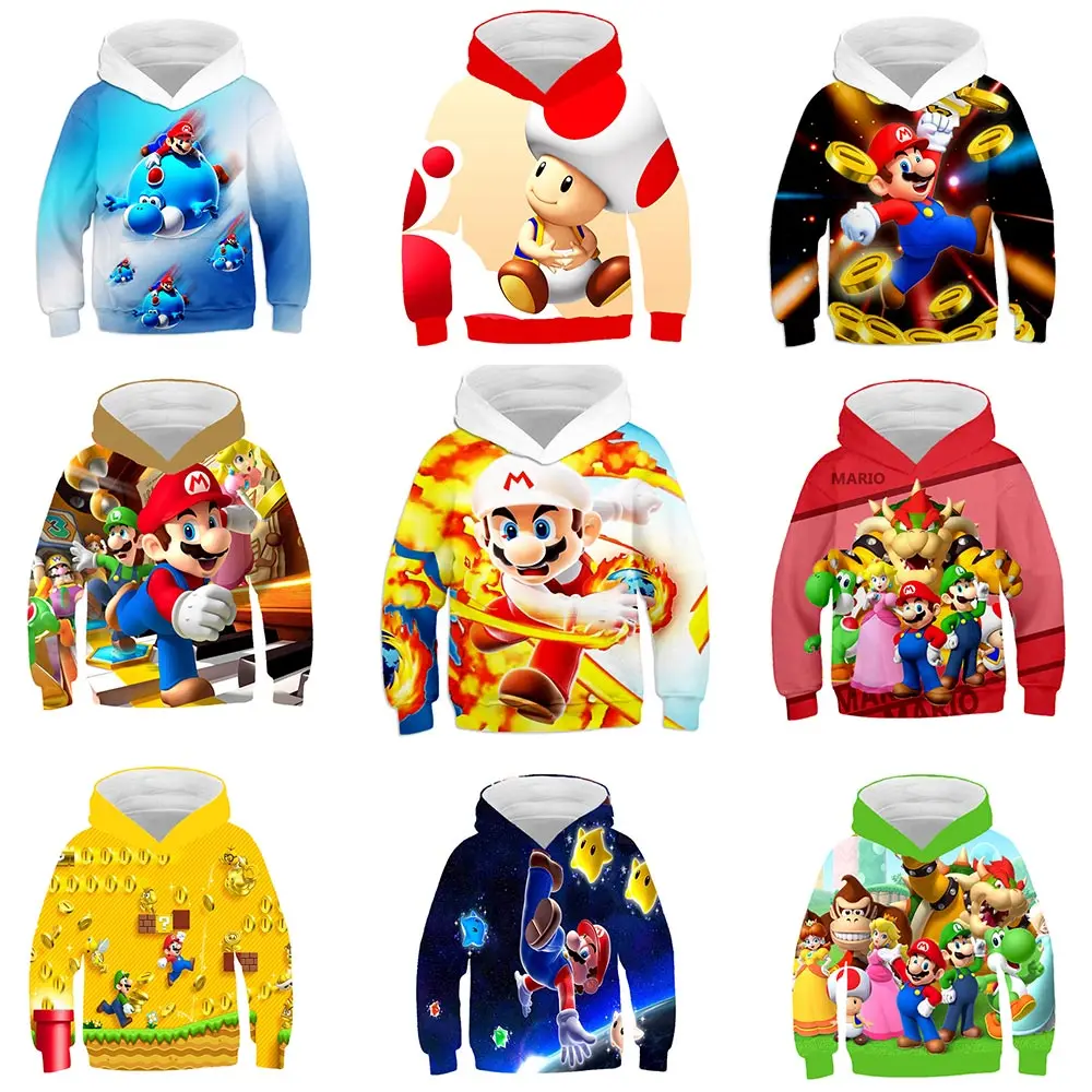 Enfants Garçons Filles Super Mario Hoodies Sweat-shirt Pullover Pull à capuche Tops 