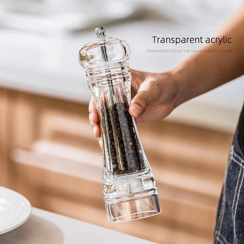 Acrylic Spice Pepper Mill Salt Grinder Adjustable Ceramic Grinders Kitchen Set