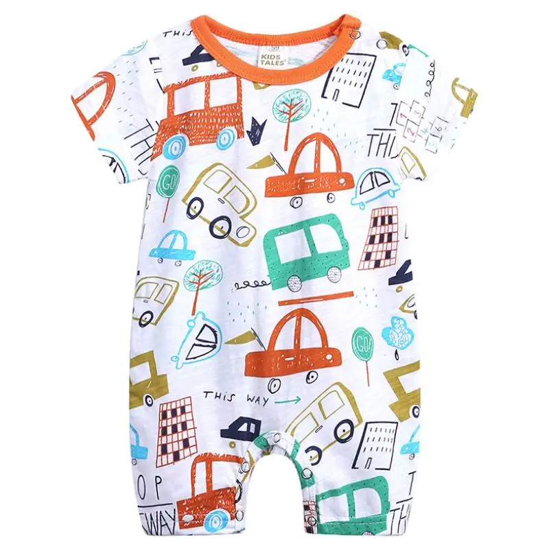 Cartoon Baby Onesies Short Sleeve Romper Cotton Knitted Breathable Jumpsuit Outfits For Kids Boys Girls 0-24 Months best Baby Bodysuits Baby Rompers