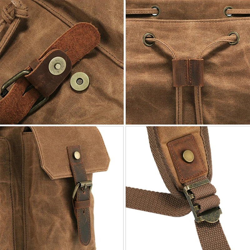 ELVASEK Large capacity Men's computer backpack retro canvas backpack canvas shoulder bag men's bag multifunction bag