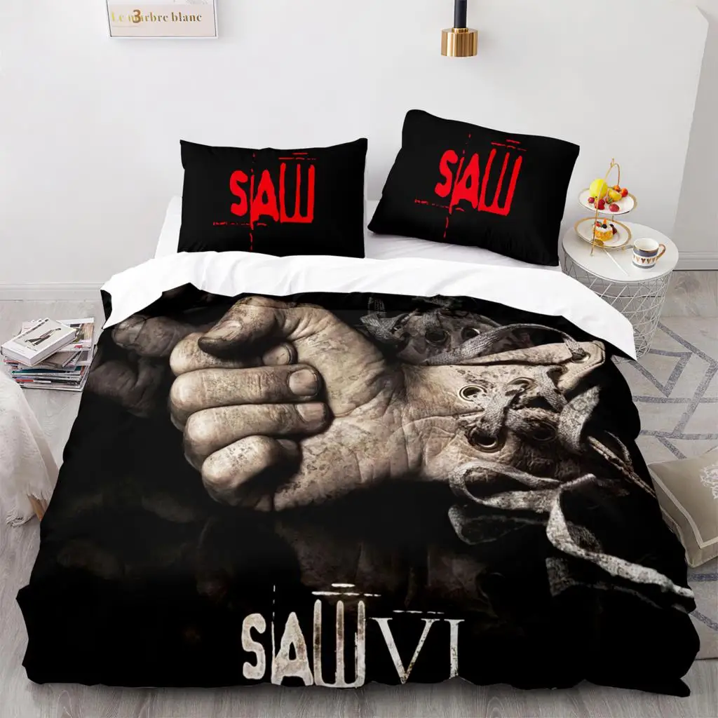 Chainsaw Fright Bedding Set Single Twin Full Queen King Size Halloween Bed Set Aldult Kid Bedroom Duvetcover Sets 3D Print 013 