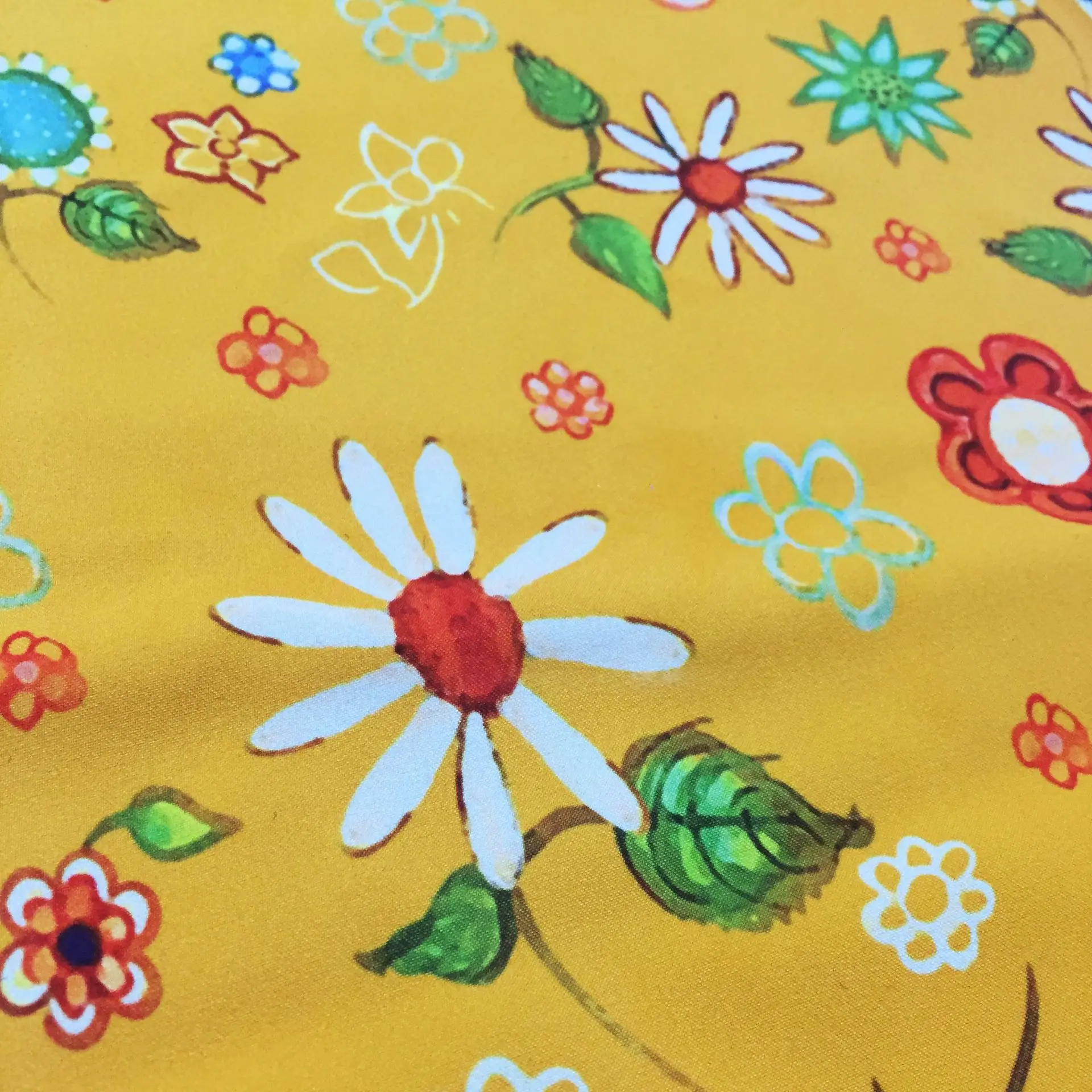European and American brand spring and summer models printed orange  hand-painted girl floret printing handmade DIY fabric