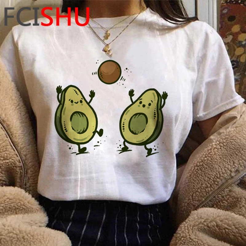 Kawaii Футболка с принтом авокадо Женская забавная мультяшная Милая футболка гранж