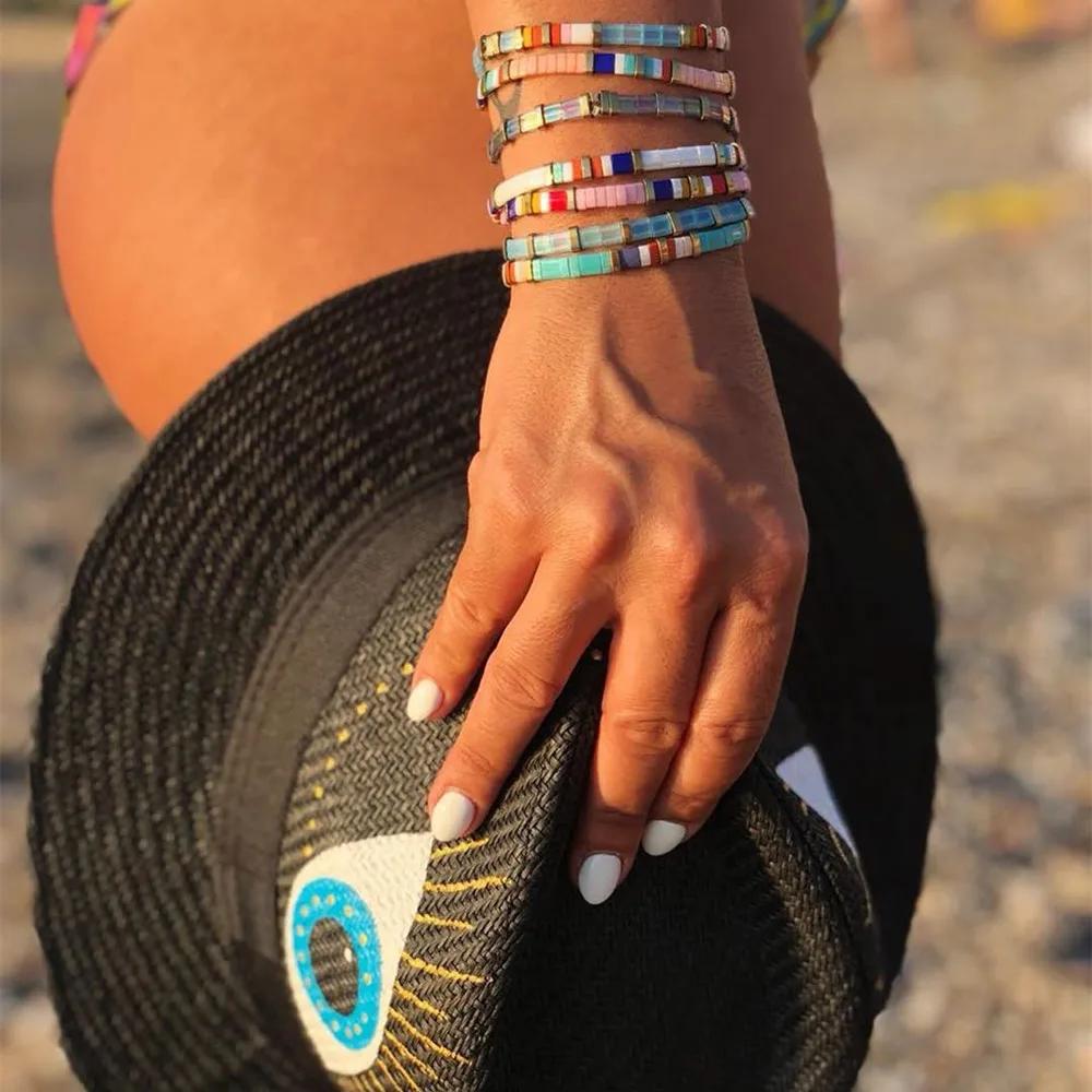 ABL255, MIYUKI браслеты черный Тила бусины браслет для женщин Pulseira Mujer ювелирные изделия Красочные богемные летние пляжные ручной работы