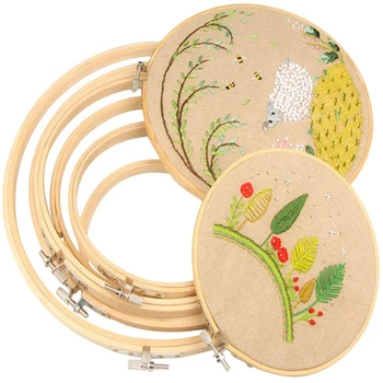 

MIUSIE 12 Size 8-40CM Bamboo Frame Embroidery Hoop Ring DIY Needlecraft Cross Stitch Machine Round Loop Hand Sewing Tools
