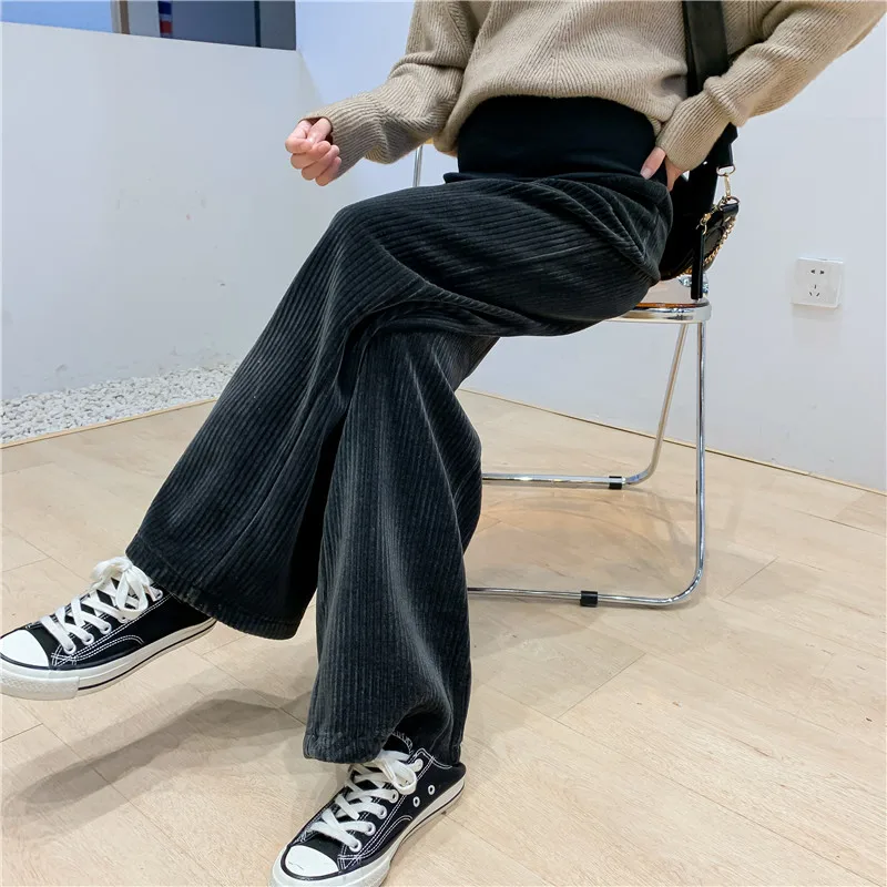 Long-Pants Maternity Pregnancy-Trousers Corduroy Loose Women for Belly Autumn Straight