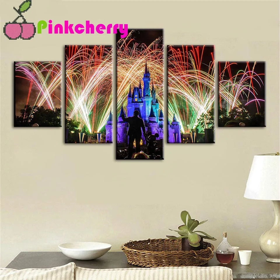 

Алмазная живопись «сделай сам», 5 панелей, фейерверк, фотоэлементы, полная квадратная, круглая, алмазная вышивка, мульти-панель 5D 2022, новый подарок E58