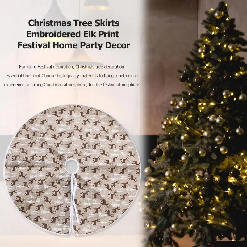 60/80 см юбки для рождественской елки с вышивкой и принтом лося праздничные вечерние украшения для дома
