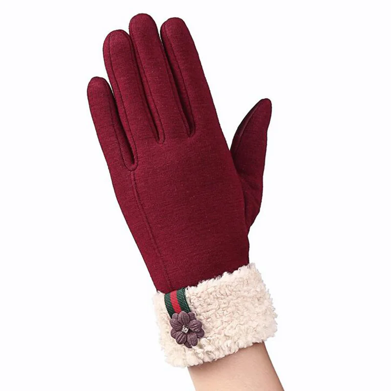 Новые элегантные плюшевые женские зимние перчатки спортивные фитнес женские перчатки для телефона с сенсорным экраном перчатки Guantes Mujer 13C - Цвет: 13F Red