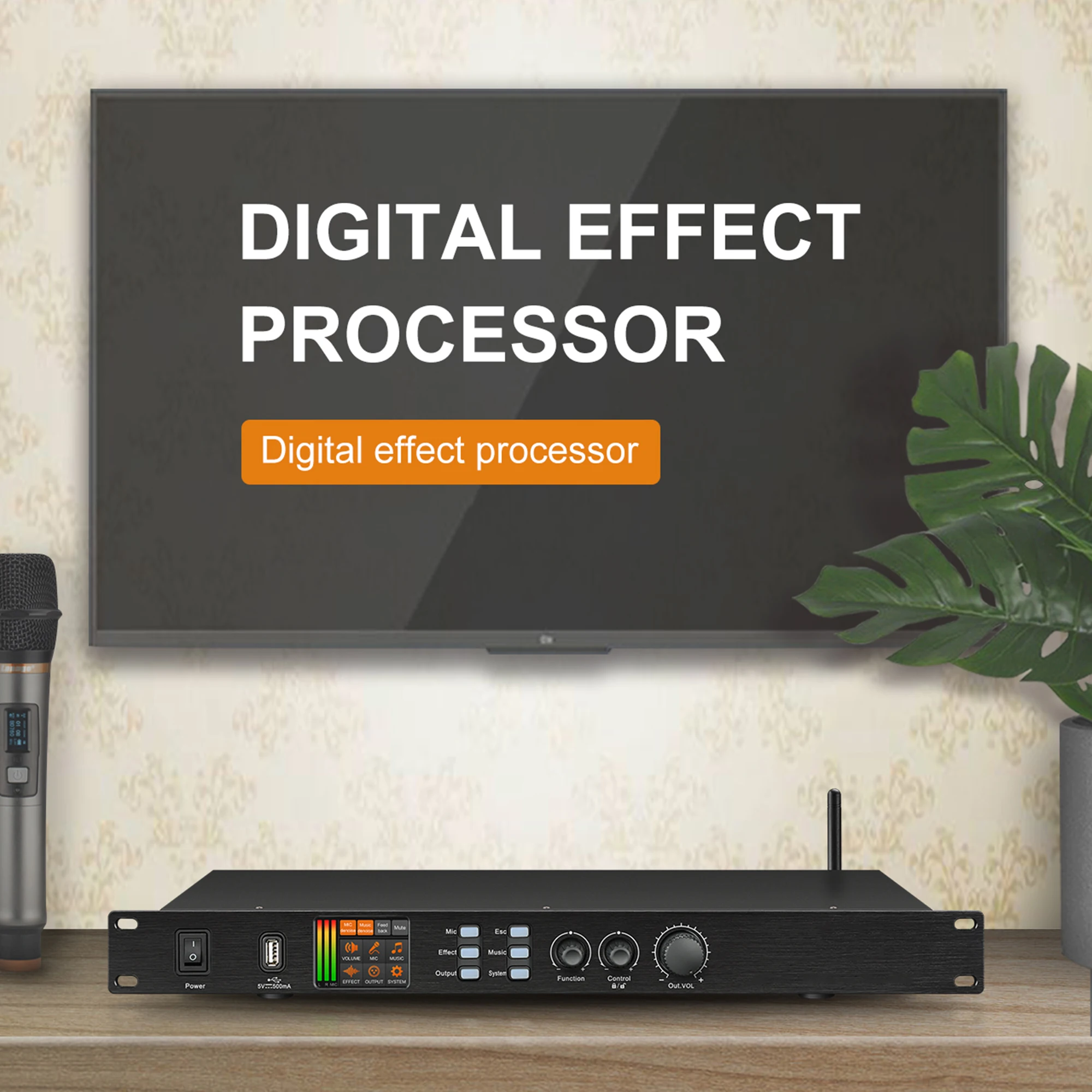 Paulkitson K1800 Karaoke Processor Audio 32 Bit Dsp Processor Pre-Effects KTV Professional Digital Audio Echo Effect
