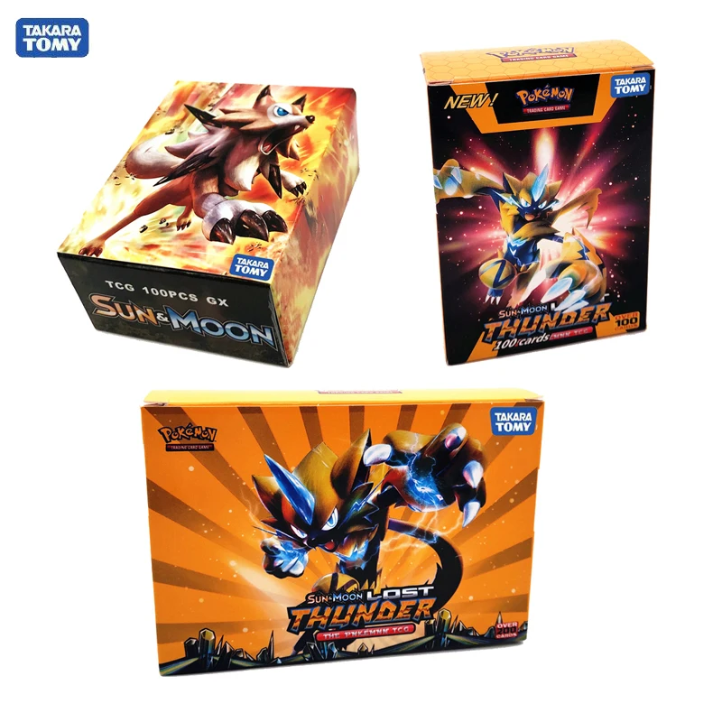 Takara Tomy Pokemon 60 100 200 шт. GX EX MEGA Flash Card Sun Moon Lost Thunder коллекционный Подарок детская