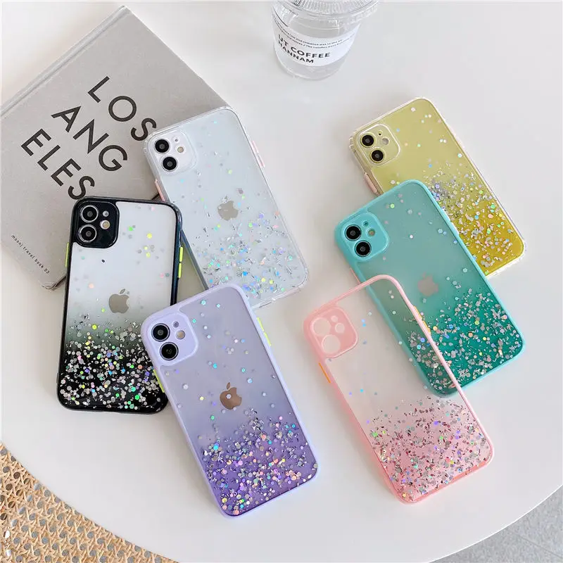 Gradient Glitter Phone Case For Huawei Nova 8 Pro SE Y5 Y6 Y7 Y8 Y9 P SMART Honor 10 9x 8x Camera Protection Clear Cover | Мобильные