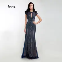 Finove, Новое поступление, вечерние платья, длинные, элегантные, с бусинами, с круглым вырезом, тюль, длина до пола, вечерние платья, платья для женщин