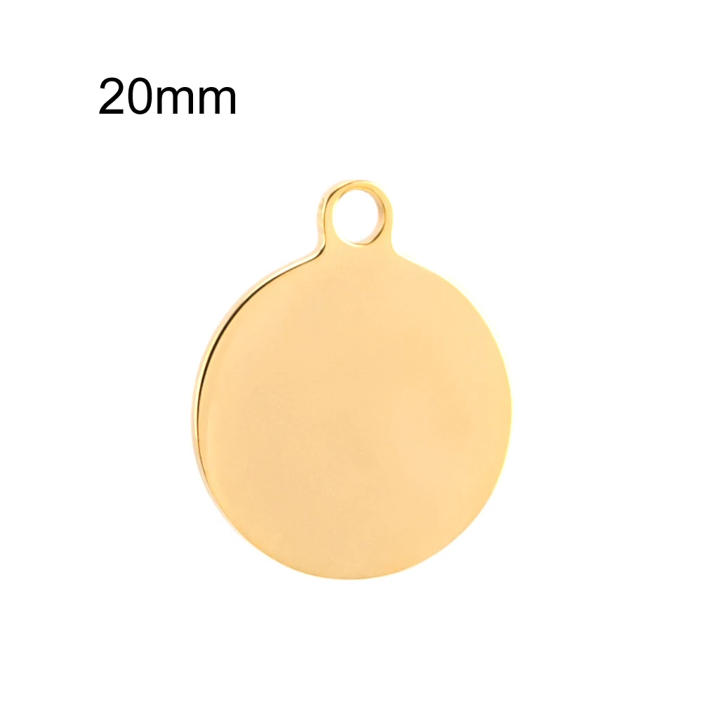 20mm-gold-outloop- Risul 15/20/25/30 мм Круглые Подвески Кулоны из нержавеющей стали круг метки внешний отверстием шармы, 2 стороны зеркальная полировка нержавеющая сталь, 50 шт - Окраска металла: 20mm-gold-outloop-