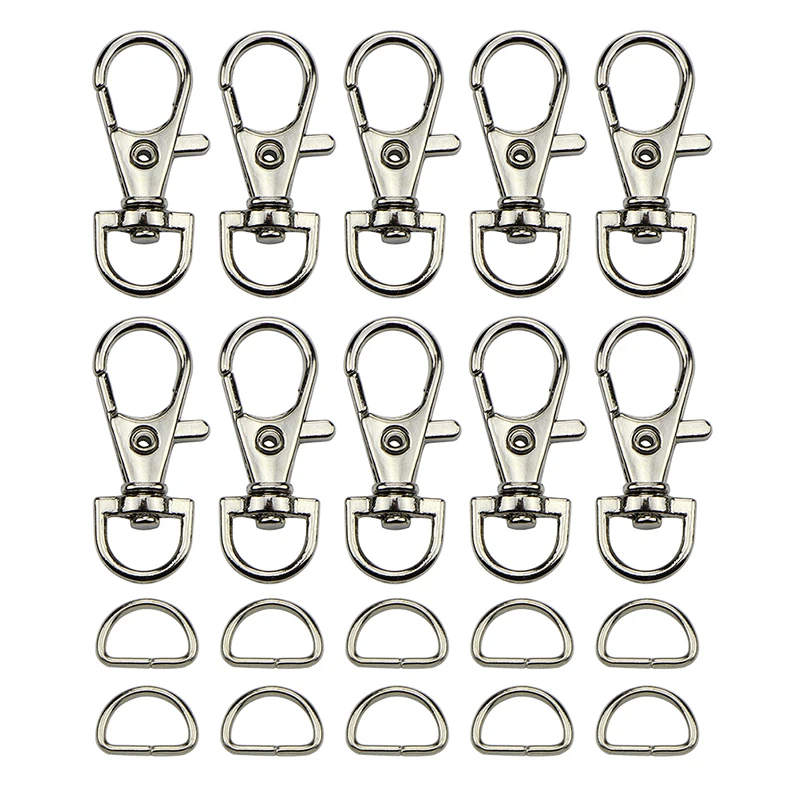 (30pcs Clasps +30pcs D Ring ) Metal Key Chain Holder Swivel Trigger Lobster Clasp Rings DIY Craft Backpack Bag Parts | Украшения и