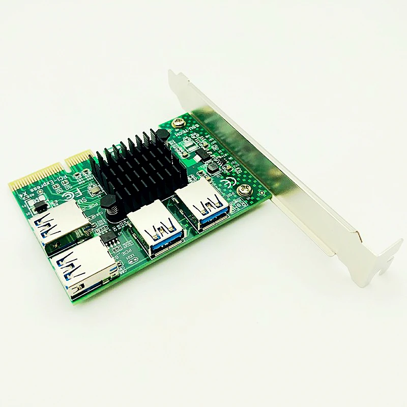 Multiplicador para Btc 1 a 4 4x a 4 Express Riser Cartão Pcie Pci-e Usb 3.0 Adaptador Porta Bitcoin Mineiro Mineração Novo Pci 16x - Imagem 4